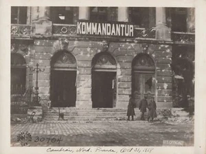 WW1 US AEF Signal Corps 1918 Kommandantur Cambrai Nord France Rare Photo - Picture 1 of 2