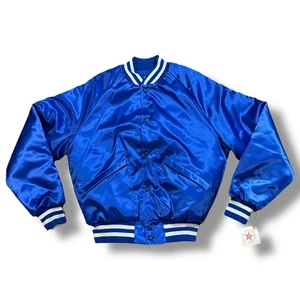 New Old Stock King Louie Pro Fit Bomber Mens Blue High Shine Snap Jacket Sz S - Picture 1 of 7