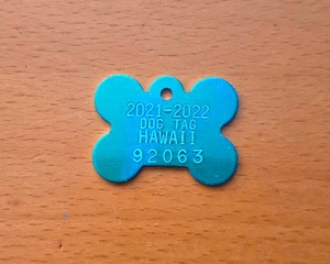 Ficha de registro de impuestos con licencia de etiqueta de perro 2021-2022 HAWAII #92063 MAUI KAUAI HI mascota - Imagen 1 de 1