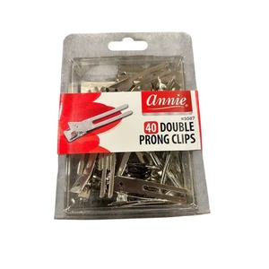Annie Double Prong Hair Clips 40 Ct 6 Pack Silver With Teeth All Hair Types NEW - Picture 1 of 5