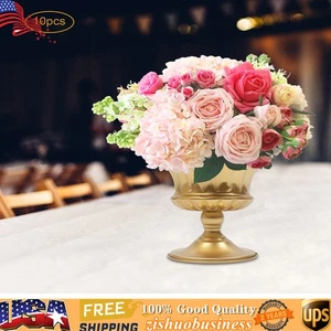 10Pcs 15cm Gold Metal Centerpieces Flower Vase Wedding Anniversary Party Decor - Picture 1 of 19