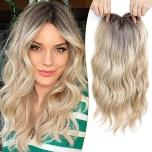 Premium Hair Topper Natural Long Curly Volume 16 Zoll Dark Root Blond - Bild 1 von 7