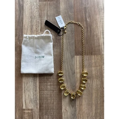 NUEVO CON ETIQUETAS J.Crew Cristal Amarillo Lágrima Gota Joya Oro Eslabón Collar Millenail Glam Foto 1 de 3