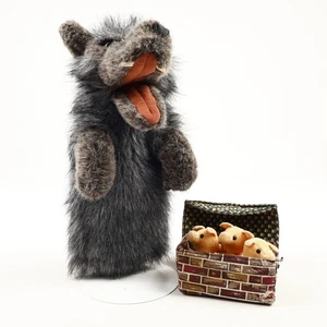 Folkmanis Big Bad Wolf 3 Little Pigs Stage Hand & Finger Puppets - Picture 1 of 24