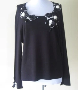 Women Knit Blouse By Philippe Carat Size XXL Black - Picture 1 of 3