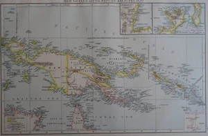 Victorian Map 1896 of NEW GUINEA & PAPUAN ARCHIPELAGO The Times Atlas 1st Gen - Picture 1 of 2