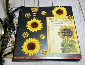 SUNFLOWER Scrapbook Album 8x8 Junk Journal 18 pages - Picture 1 of 10