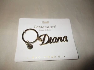 Personalite Marina De Buchi Bag Charm "DIANA" in Script Key Ring Gold Color - Picture 1 of 3