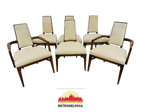 Mid-Century Modern Pearsall Style Walnut Dining Chairs - Set of 6 Cover