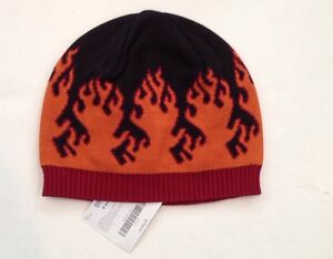 NWT Gymboree Built for Speed Black Flames Sweater Beanie Hat 8 and up