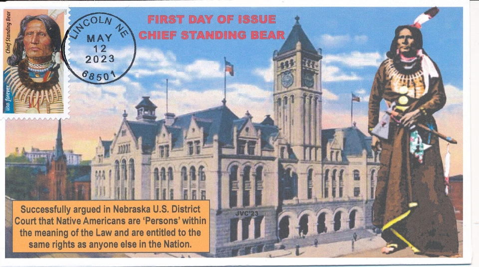 JVC CACHETS -2023 CHIEF STANDING BEAR  FIRST DAY COVERS FDC  LE 20 EACH DESIGN 3 - Image 1 of 1