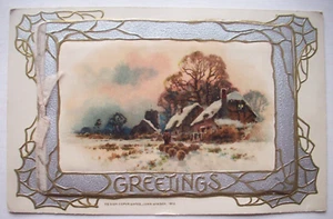 Winsch Bringing home the sheep  Holly New Year postcard attached booklet *C28 - Picture 1 of 5