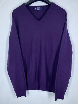 Suéter J.Crew Para Hombres Grande Púrpura Cuello en V Tejido Lana Merino Manga Larga Pullover EE. UU. Foto 1 de 4