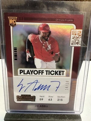 2021 Panini Contenders Jo Adell RC #121 Playoff Ticket Auto ANGELS 14/18  - Image 1 of 2