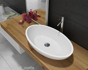 Bathroom - Oval Above Counter Top Basin - Stone - Solid Surface Polished Finish - Picture 1 of 1