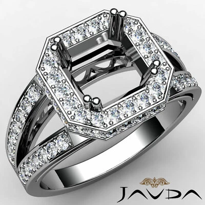 Circa Halo Asscher Pave Set Filigree Semi Mount Diamond Engagement Ring 0.63Ctw - Image 1 of 4