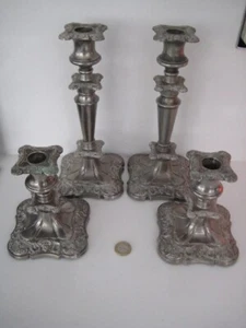 2 x PARES DE CANDELABROS ORNAMENTADOS CHAPADOS EN PLATA VINTAGE A JUEGO - Imagen 1 de 24