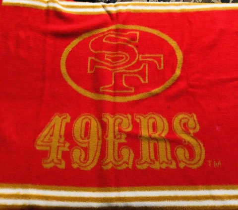 Vintage 1980s San Francisco 49ers Blanket Biederlack Stadium Throw 54” x 48” Cover
