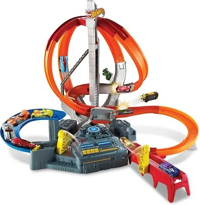 Hot Wheels Spin Storm Track Set Orange Track High Speed Multi-Lane Loops Motoriz - Image 1 of 4