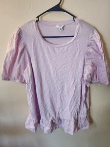 Crown & Ivy XL Women's Midlength Sleeve Lavender Blouse Shirt Made in India - Picture 1 of 3