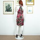 Vintage 1990s Floral Mini Pencil Dress Halter Neck Sheer and Satin Size S UK 8