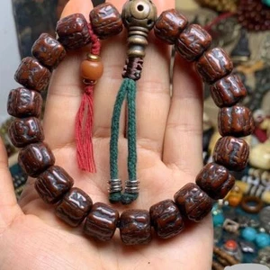 Cuentas antiguas tibetanas Vajra Bodhi de mano budistas Mala cuentas de oración vintage - Imagen 1 de 5