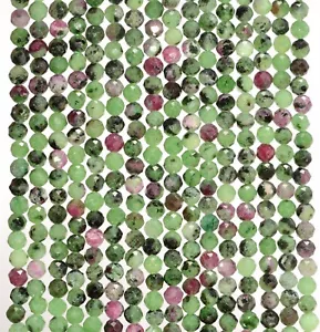4 MM GRÜN ROT RUBIN ZOISIT EDELSTEIN MIKRO FACETTIERT RUND LOSE PERLEN 15 ZOLL - Bild 1 von 4