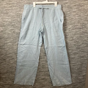 Lauren Ralph Lauren Damen Hose himmelblau 100% Leinen weites Bein Kordelzug - Bild 1 von 5
