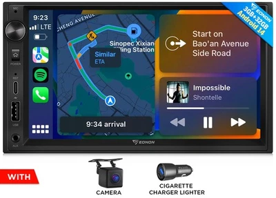 7 Zoll Doppel 2DIN Autoradio mit CarPlay Android 14 Auto Bluetooth FM BT RDS DSP - Bild 1 von 4