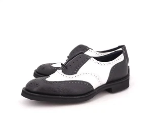 NUEVO | TRICKERS SPECTATOR UK 10 US 11 PUNTA DE ALA NEGRO BLANCO CUERO DERBY - Imagen 1 de 11