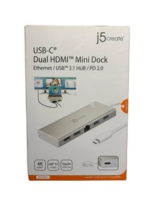 j5create USB Type-C Dual HDMI Mini Dock Ethernet / USB 3.1 HUB / PD 2.0 - JCD381 - Picture 1 of 4
