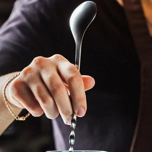 Smooth Surface Bar Long Handled Cocktail Spoon Stainless Steel Spoon - Picture 1 of 12