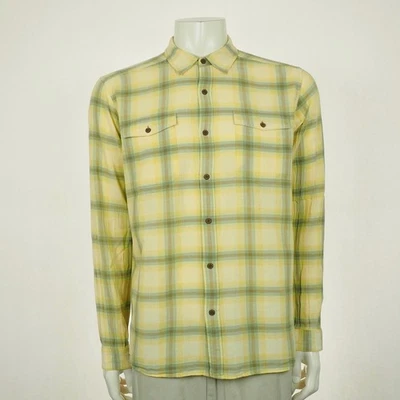 Patagonia Steersman Button Down Shirt Mens Large Yellow Plaid Cotton Hiking Tech - Image 1 of 4