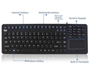Adesso AKB-270UB Keyboard - Cable Connectivity - USB Interface - 108 Key - Black - Picture 1 of 1