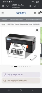 VRETTI Thermal Shipping Label Printer 4x6 Bluetooth iOS Android Black - Picture 1 of 7