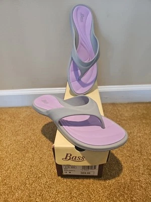 Bass Women's Size 10 Kristie Gray/Pink Slide Thong Sandals Shoes - Image 1 of 4