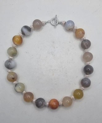 COLLANA A GIROCOLLO IN AGATA BOTSWANA multicolore grigio e senape - Immagine 1 di 4