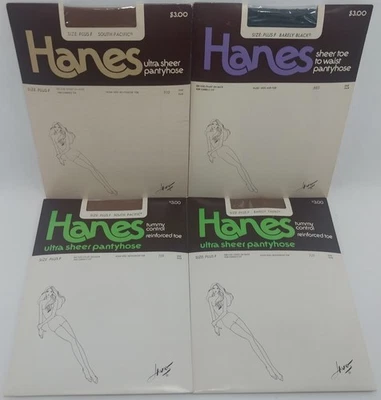 Lote de 4 Pantimedias Hanes Control Abdomen De Colección, Ultrasheer, Transparente Puntera a Cintura Nuevas Con Etiquetas Foto 1 de 4