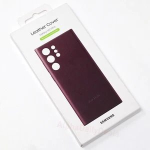 Coque fine en cuir véritable Samsung pour Galaxy S22 Ultra - Bordeaux - Photo 1 sur 2