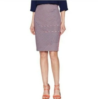 Falda lápiz recta a rayas multicolor 1.STATE pequeña roja azul blanca negra Foto 1 de 4