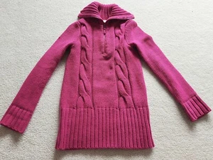 GIRLS  Cable Knit Tunic Thick Chunky Sweater  xsmall Pink  - Picture 1 of 3