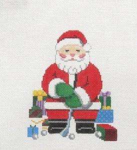 Susan Roberts Golfing Santa Handpainted Needlepoint Canvas 1244 - Picture 1 of 1