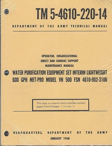 Historical book Water Purification Equip Set, 600 GPH, Model VN 500, Maintenance - Picture 1 of 1