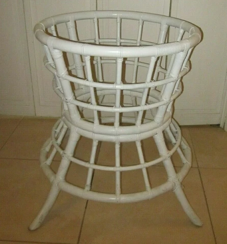Vintage Bamboo Rattan Dining   Round Table Base White Color  shipping is extra Cover
