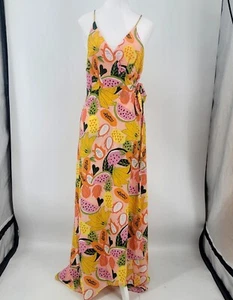  Anthropologie Hutch Fruit Print Wrap Maxi Dress Sleevelesss Size Medium NEW - Picture 1 of 11