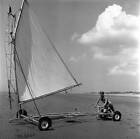Mrs Bunty Jolly At The Tiller Of Bermuda Class Sand Yacht 1955 Old Photo