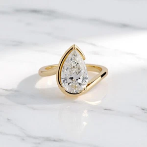 3.0 Carat Pear Shape Diamond F-VVS2 Solitaire Ring Lab Grown Pear ShapeLab Grown - Picture 1 of 8
