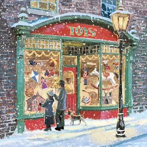 Pack of 8 Festive Toy Shop Marie Curie Charity Christmas Cards Xmas Cards - Picture 1 of 2