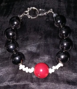 9"๐M.O.P. & CORAL , HEMATITE BALLS BRACELET,"BRAND NEW" ( PRICE IS FIRM ) !!! - Picture 1 of 8