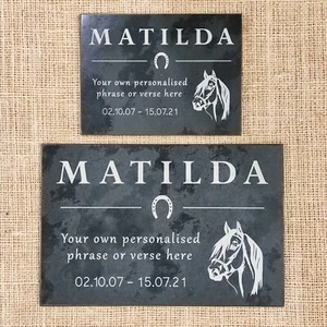 Personalised Horse Memorial Plaque Slate Stone Grave Marker Sign for Pets Animal - Picture 1 of 5